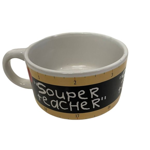 "Souper Teacher" Cup Mug Bowl Soup Coffee Tea Gift Cup 14oz Multicolor Ceramic - Picture 2 of 5